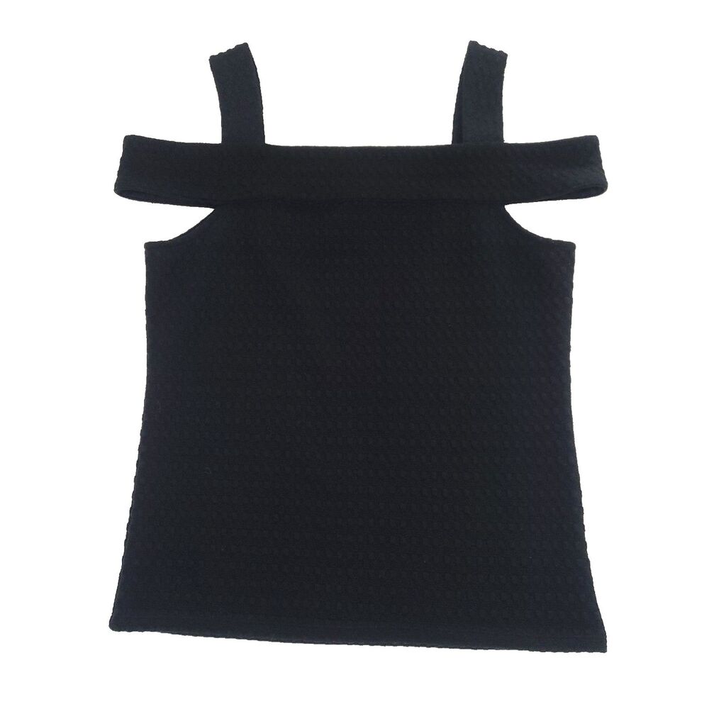 Textured Knit Square Neck Michael Kors Top M Black Chunky Straps Career Goth